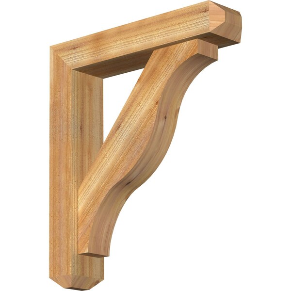 Ekena Millwork Funston Craftsman Rough Sawn Bracket w/ Offset Brace, Western Red Cedar, 6"W x 28"D x 32"H BKT0604X28X32FST04RWR - main